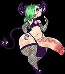 balls big_penis blush body_blush femboy genitals green_hair hair horn huge_penis hyper hyper_genitalia hyper_penis male not_furry penis penis_blush solo vein veiny_penis desbjust junk_(desbjust) demon humanoid alpha_channel