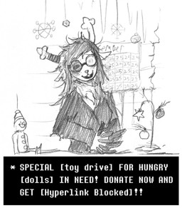 anthro antlers black_hair buckteeth business_suit calendar clothing deer_ears female freckles fusion hair heterochromatic_glasses horn solo store suit teeth text torn_clothing unknown_artist deltarune undertale_(series) fan_character noelle_holiday spamelle spamton_g._spamton deer mammal new_world_deer reindeer hi_res monochrome