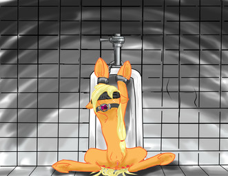 animal_genitalia animal_vulva anus bdsm blindfold bodily_fluids bondage bound cuff_(restraint) cutie_mark equine_genitalia equine_vulva female feral gag genital_fluids genitals grimdark hair handcuffs hooves long_hair metal_cuffs restraints ring_gag shackles solo spreading submissive submissive_female teats underhoof urinal urine vulva watersports harryclopper friendship_is_magic hasbro my_little_pony applejack_(mlp) earth_pony equid equine horse mammal pony absurd_res hi_res