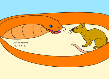 blue_background blue_eyes brown_body brown_fur feral feral_pred feral_prey fur group inside_mouth larger_pred male oral_vore orange_body simple_background size_difference tail trio vore whiskers urbanhermit mammal murid murine rat reptile rodent scalie snake 2002 colored dated