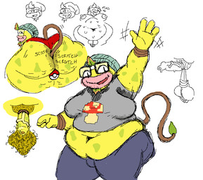 anthro balls beanie bodily_fluids cellulite clothing eyewear genitals glasses hat headgear headwear male moobs nerd overweight overweight_male penis plant pubes saggy_balls solo sweat sweat_stain vein veiny_penis wearing_glasses naughtymoff nintendo pokemon pokemon_legends_z-a generation_9_pokemon mega_evolution mega_victreebel pokemon_(species)