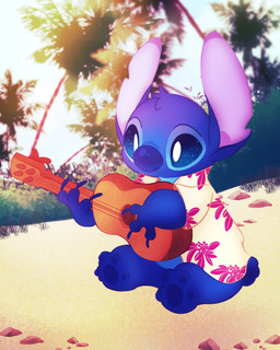 4_toes aloha_shirt beach blue_body blue_claws blue_eyes blue_fur blue_nose blue_pawpads bottomless claws clothed clothing dipstick_ears ear_markings feet fur head_tuft holding_musical_instrument holding_object lute multicolored_ears musical_instrument notched_ear open_clothing open_shirt open_topwear palm_tree pattern_clothing pattern_shirt pattern_topwear pawpads plant plucked_string_instrument pupils seaside shirt sitting small_tail solo string_instrument tail toes topwear tree tuft ukulele white_pupils ryuko_rose disney lilo_and_stitch stitch_(lilo_and_stitch) alien experiment_(lilo_and_stitch) 2022 4:5 absurd_res digital_drawing_(artwork) digital_media_(artwork) hi_res