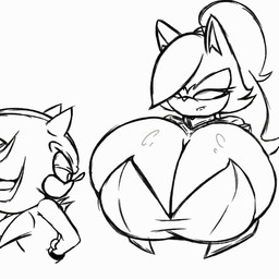 anthro areola big_areola big_breasts bouncing_breasts breasts bursting_breasts bursting_out_of_clothing dialogue duo eyes_closed fangs female huge_breasts looking_at_breasts male teeth text wardrobe whispering ultimateshadow idw_publishing sega sonic_the_hedgehog_(comics) sonic_the_hedgehog_(idw) sonic_the_hedgehog_(series) shadow_the_hedgehog whisper_the_wolf canid canine canis eulipotyphlan hedgehog mammal wolf 1:1 animated hi_res