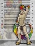 abs amixeduppuppy anthro asian_mythology biped bulge chinese_mythology clothing dragon east_asian_mythology facial_hair goatee hair kirin looking_at_viewer male mostly_nude mugshot multicolored_hair mythological_creature mythological_scalie mythology quasar rainbow_hair scalie smile solo standing tail underwear