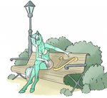 anthro bench bottomwear bra clothed clothing female fur green_body green_fur green_hair hair hooves horn lyre musical_instrument outside park partially_clothed plucked_string_instrument shorts solo string_instrument underwear akweer friendship_is_magic hasbro my_little_pony mythology lyra_heartstrings_(mlp) equid equine mammal mythological_creature mythological_equine unicorn 2019