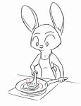 2018 2_frame_animation 2d_animation animated anthro apron clothed clothing cooking cookware disney female food frame_by_frame frying_pan holding_object judy_hopps kitchen_spatula kitchen_utensils lagomorph leporid low_res mammal rabbit sammich short_playtime simple_background solo spatula tggeko tools white_background zootopia