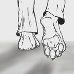 4_toes anthro barefoot bottomwear claws clothing extreme_size_difference feet foot_fetish foot_focus larger_anthro larger_male male micro oblivious pants pawpads paws plantigrade simple_background size_difference solo stick_figure stomping stuck_to_foot toes walking smellslikejavier 1:1 2022 black_and_white digital_drawing_(artwork) digital_media_(artwork) monochrome sketch