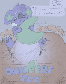 ambiguous_gender anthro big_diaper clothed clothing dialogue diaper diaper_only excessive_feces feces grey_background huge_diaper hyper hyper_diaper hyper_feces hyper_soiling open_mouth pooping simple_background soiled_diaper soiling soiling_diaper solo sound_effects speech_bubble text tilde_after_text tired topless unclean_diaper used_diaper using_diaper vowelless vowelless_sound_effect wearing_diaper yawn anonymous_artist nintendo pokemon wally_(dampersbea) generation_7_pokemon komala pokemon_(species) english_text hi_res signature