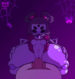 abdominal_bulge anthro bdsm bondage bouncing_breasts bouncing_hair bound breasts duo female looking_at_viewer male male/female penetration sex sharp_teeth small_breasts smile spider_web teeth thick_thighs tongue vaginal vaginal_penetration lewdydoodls undertale undertale_(series) muffet arachnid arthropod humanoid spider animated source_request