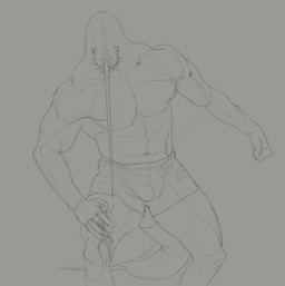 anthro blood bodily_fluids bottomwear bulge clothed clothing crying facial_markings front_view hand_on_leg head_markings horn male male_anthro markings muscular muscular_anthro muscular_male narrowed_eyes pecs simple_background solo standing tail tears teeth topless wounded aduran aquatic cetacean mammal monodontid narwhal toothed_whale absurd_res hi_res monochrome portrait sketch three-quarter_portrait
