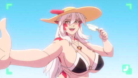 5_fingers big_breasts bikini black_bikini black_clothing black_swimwear blue_background bouncing_breasts bouncing_hair breasts camera clothing collarbone eyelashes female female_humanoid fingers food furgonomic_hat furgonomic_headwear furgonomics gradient_background hair hair_between_eyes hat headgear headwear holding_camera holding_food holding_object holding_popsicle horn_through_headwear humanoid_pointy_ears jewelry long_hair looking_at_viewer necklace o-ring_bikini o-ring_bikini_top pointy_ears popsicle pupils red_body red_ears red_scales scales selfie sharp_teeth simple_background slit_pupils smile solo standing swimwear teeth two-piece_swimsuit user_interface white_background white_hair yellow_eyes randomtanstudio mythology ryu_(randomtanstudio) animal_humanoid dragon dragon_humanoid humanoid mythological_creature mythological_scalie scalie 16:9 animated hi_res no_sound short_playtime video widescreen