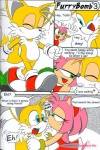 amy_rose anthro canid canine comic dialogue duo embarrassed english_text eulipotyphlan female fox fur hedgehog karate_akabon male male/female mammal miles_prower pink_body pink_fur sega sniffing sonic_the_hedgehog_(series) text