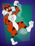 3_toes 4_fingers abstract_background acting_like_a_cat anthro arm_tuft belly biped black_eyebrows black_nose black_stripes brown_eyes butt casual_nudity cheek_tuft chest_tuft chin_tuft countershade_face countershade_torso countershading elbow_tuft eyebrows facial_tuft feet fingers fluffy fluffy_chest frowning_at_viewer fur glance gloves_(marking) half-closed_eyes head_tuft humanoid_feet humanoid_hands humanoid_heel knee_tuft leg_markings leg_tuft lines_drawn looking_at_viewer male markings motion_lines multicolored_body multicolored_fur narrowed_eyes nude on_one_leg orange_body orange_fur paws plantigrade pose raised_heel scut_tail short_tail shoulder_tuft socks_(marking) soles solo standing standing_on_toes stripes swipe tail thick_eyebrows tiptoes toes tuft two_tone_body two_tone_fur whiskers white_belly white_body white_chest white_countershading white_feet white_fur white_hands wide_hips yellow_sclera gavanzude adventures_from_the_book_of_virtues pbs socrates_the_bobcat bobcat felid feline lynx mammal 2024 alternate_version_at_paywall colored digital_drawing_(artwork) digital_media_(artwork) flat_colors hi_res pinup signature