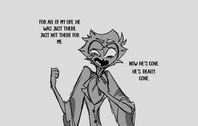 anthro black_text bodily_fluids clothing crying dialogue formal_clothing formal_wear frown hair looking_at_viewer male short_hair simple_background solo standing tears text teathekook hellaverse helluva_boss stolas_(helluva_boss) avian bird canid canine canis mammal owl owl_demon wolf hi_res monochrome