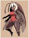 breasts clothed clothing cream_hair female hair nipple_outline red_clothing solo yellow_eyes hakika forest_of_the_blue_skin animal_humanoid arthropod arthropod_humanoid blattodea cockroach cockroach_humanoid humanoid insect insect_humanoid 3:4