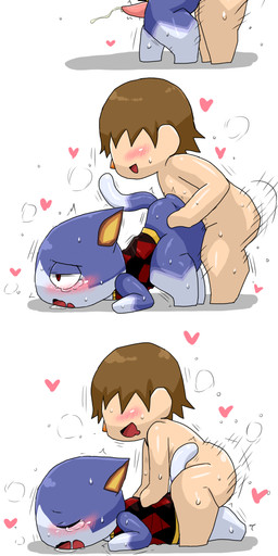 all_fours anal arm_grab arm_pull blush bodily_fluids brown_hair butt butt_grab clothing cum cum_while_penetrated doggystyle duo ejaculation eyes_closed from_behind_position genital_fluids genitals hair hand_on_butt hands-free heart_symbol male male/male male_penetrated male_penetrating male_penetrating_male open_mouth orgasm penetration penis prison_guard_position red_eyes sex shirt simple_background sweat topwear white_background enigi09 animal_crossing nintendo rover_(animal_crossing) villager_(animal_crossing) domestic_cat felid feline felis human mammal absurd_res censored hi_res