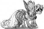 anus clothing dress feathered_wings feathers female feral genitals hooves pussy quadruped simple_background solo tail white_background wings buttercup_saiyan friendship_is_magic hasbro my_little_pony mythology rainbow_dash_(mlp) equid equine mammal mythological_creature mythological_equine pegasus greyscale monochrome