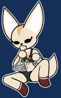 anthro bong bra clothing drug_usage drugs female fire footwear lighter marijuana panties sitting socks solo underwear sodaduv aggretsuko hello_kitty_(series) sanrio fenneko canid canine fennec_fox fox mammal true_fox alpha_channel hi_res