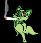 ambiguous_gender drugs feral marijuana simple_background solo lunascribbles mario_smoking_weed nintendo pokemon ralsei_smoking_blunt felid feline generation_9_pokemon mammal pokemon_(species) sprigatito meme