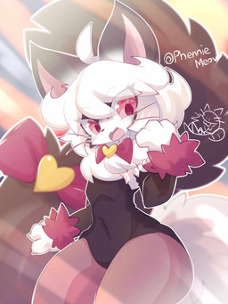 accessory ambiguous_gender anthro arm_tuft big_ears big_tail black_clothing bow_(feature) bow_ribbon chest_tuft clothed clothing cute_fangs fangs fluffy fluffy_tail fur furgonomics heart_symbol huge_tail kemono looking_at_viewer pink_eyes purple_body purple_fur ribbons slim solo tail tail_accessory tail_bow tail_ribbon teeth thick_thighs tight_clothing tuft whiskers wrist_tuft nyaswitchnya phennie_(phenniemeow) domestic_cat felid feline felis mammal ragdoll_cat 3:4 absurd_res hi_res icon