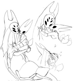 2_horns 6_eyes 6_legs ambiguous/ambiguous ambiguous_gender anthro arthropod_abdomen black_eyes blush blush_lines bodily_fluids bottomless bottomless_taur chest_grab cloak clothed clothing eyes_closed face_lick hand_on_back heart_symbol holding_another holding_butt holding_partner horn kissing licking mandibles multi_eye nude_anthro open_mouth saliva saliva_string simple_background size_difference tail tail_motion tailwag tongue white_background white_body white_cloak white_clothing white_head evil_otter hollow_knight_(franchise) team_cherry herrah_(hollow_knight) hornet_(hollow_knight) arachnid arthropod arthropod_taur spider taur 2026 digital_media_(artwork) monochrome sketch sketch_page daughter_(lore) female_(lore) incest_(lore) mother_(lore) mother_and_child_(lore) mother_and_daughter_(lore) parent_(lore) parent_and_child_(lore) parent_and_daughter_(lore)