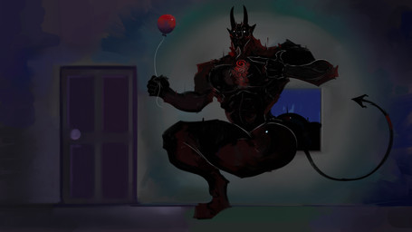 anthro balloon barazoku bent_legs biceps big_butt biped black_body black_eyes black_fur_markings black_sclera black_skin bubble_butt butt chest_tuft door fingernails fur gesture hair hand_gesture holding_object hooved_toes hooves horn inflatable light looking_at_viewer looking_back looking_back_at_viewer male markings mouth_closed multicolored_body multicolored_fur muscular muscular_anthro muscular_arms muscular_butt muscular_humanoid muscular_legs muscular_male muscular_thighs nails night nipples nude nude_anthro nude_male offering_object offering_to_another offering_to_viewer pecs pointed_tail pointing pointing_at_object pointy_ears presenting presenting_hindquarters presenting_to_viewer raised_tail rear_view red_balloon red_body red_fur red_hair scared seductive sharp_fingernails sharp_fingers sharp_nails solo spade_tail spiral_fur standing standing_on_toes surprised tail thick_thighs through_window tuft unguligrade white_eyes wide_nose wide_snout window bim-parsimony demon demon_humanoid horned_humanoid humanoid monster unknown_species 16:9 2026 digital_drawing_(artwork) digital_media_(artwork) hi_res lighting sketch unfinished widescreen