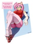 5_toes accessory anthro big_breasts big_butt breasts butt clothing feet female footwear green_eyes hair_accessory hairband high_heels legwear leotard platform_footwear platform_heels shoes solo stockings surprised_expression text thick_thighs tight_clothing toes conditional_dnp tailsrulz sega sonic_the_hedgehog_(series) amy_rose eulipotyphlan hedgehog mammal 2022 3:4 english_text hi_res