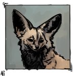 abstract_background ambiguous_gender feral messy_linework smug solo aph_(artist) bat-eared_fox canid canine fox mammal 1:1 bust_portrait digital_media_(artwork) guide_lines hi_res portrait sketch