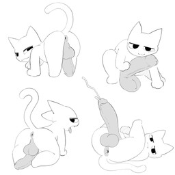 :3 anus balls big_penis bodily_fluids butt circumcised darkened_genitalia darkened_penis fangs feral fur genital_fluids genitals huge_penis humanoid_genitalia humanoid_genitalia_on_feral humanoid_penis humanoid_penis_on_feral leaking_precum lying male on_back penis penis_on_face precum precum_squirt presenting presenting_hindquarters small_but_hung smug smug_face solo tail teeth tongue tongue_out white_body white_fur f_d_e_i_a domestic_cat felid feline felis mammal 1:1 greyscale hi_res monochrome