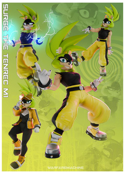 angry anthro belt big_breasts big_hair black_belt black_bodysuit black_clothing black_shirt black_skinsuit black_topwear blue_eyes bodysuit boots border bottomwear bracelet breasts claws cleavage clothed clothing devil_horns_(gesture) digit_ring ear_piercing ear_ring electricity electricity_manipulation elemental_manipulation eyebrows eyewear eyewear_on_head female finger_ring floating footwear gesture glasses glasses_on_head glistening glistening_bottomwear glistening_clothing glistening_pants gloves glowing glowing_eyes green_eyebrows green_eyes grin grinning_at_viewer group hair hand_gesture handwear jacket jewelry long_hair looking_at_viewer muscular muscular_arms on_one_leg open_clothing open_jacket open_topwear pants piercing ponytail ring_piercing sharp_teeth shirt shoes skinsuit smile smiling_at_viewer spiky_hair standing studded_bracelet studded_jewelry studs teeth text thick_thighs tied_hair tight_clothing tongue tongue_out topwear white_border white_clothing white_gloves white_handwear wide_hips yellow_boots yellow_bottomwear yellow_clothing yellow_footwear yellow_jacket_(clothing) yellow_pants yellow_topwear warfaremachine warfaremachine_(modeler) idw_publishing sega sonic_the_hedgehog_(comics) sonic_the_hedgehog_(idw) sonic_the_hedgehog_(series) surge_the_tenrec afrosoricid mammal tenrec 3d_(artwork) absurd_res artist_name character_name digital_media_(artwork) english_text full-length_portrait green_theme hi_res portrait