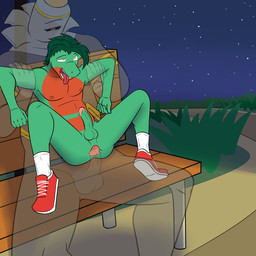 anal anal_penetration anthro anthro_on_anthro anthro_penetrated anthro_penetrating anthro_penetrating_anthro anus aroused balls bench butt circumcised clothing duo erection footwear footwear_only gaping gaping_anus genitals grass holding_partner light looking_pleasured male male/male male_anthro male_penetrated male_penetrating male_penetrating_male mostly_nude night nipples nude nude_anthro nude_male on_bench outdoor_nudity outside outside_sex park park_bench path penetration penis plant sex shoes shoes_only shrub sitting sitting_on_bench sky socks star starry_sky tongue tongue_out translucent translucent_body fuze nintendo pokemon dusknoir generation_3_pokemon generation_4_pokemon ghost grovyle pokemon_(species) spirit 1:1 hi_res lighting