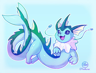 ambiguous_gender blue_body claws dorsal_fin fangs feral fin long_body long_tail open_mouth open_smile simple_background smile solo tail tail_fin teeth raokurai mythology nintendo pokemon aquatic dragon eastern_dragon eeveelution generation_1_pokemon hybrid mythological_creature mythological_scalie pokemon_(species) scalie vaporeon hi_res