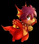 anthro bell blush chest_tuft chibi collar ear_fins female fin fur green_eyes hair pawpads paws red_body red_fur red_hair simple_background solo spiked_collar spikes tail transparent_background tuft chibity mythology chibity_(character) dragon driggy furred_dragon furred_scalie hybrid mythological_creature mythological_scalie scalie alpha_channel