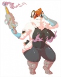 anthro big_breasts breasts eyewear female glasses looking_at_viewer nipple_outline overweight overweight_anthro overweight_female ranged_weapon raygun smile solo standing weapon opblaaskrokodil canid canine canis domestic_dog herding_dog mammal pastoral_dog welsh_corgi