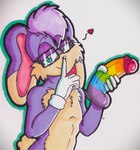 anthro dildo elton_the_rabbit eyewear finger_to_mouth glasses heterochromia lgbt_pride male pride_colors rainbow_dildo rainbow_pride_colors sex_toy six-stripe_rainbow_pride_colors solo theantitailsarchive sega sonic_the_hedgehog_(series) fan_character lagomorph leporid mammal rabbit hi_res