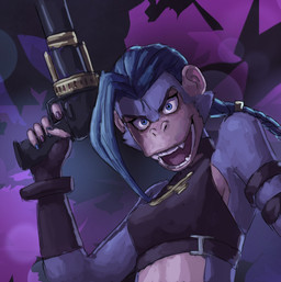 alternate_species anthro armband blue_body blue_eyes blue_fur blue_hair blue_nails braided_hair braided_ponytail clothing colored_nails crop_top facial_tuft fangs female fingerless_gloves fur gloves gun hair handgun handwear holding_gun holding_object holding_ranged_weapon holding_weapon nails open_mouth open_smile ponytail purple_nails ranged_weapon shirt simple_background smile solo teeth topwear tuft weapon redustheriotact league_of_legends riot_games tencent jinx_(lol) haplorhine mammal monkey primate 2021 hi_res