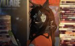 anthro black_nose breasts brown_hair clothed clothing female hair smile solo ravoilie canid canine fox mammal 2022 digital_media_(artwork)