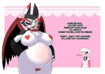 anthro belly big_belly big_breasts blush bow_tie breasts clothing crossgender duo female genitals huge_breasts male mtf_crossgender pasties pregnant pregnant_anthro pregnant_female pussy pussy_tape tape text wings gunbangjindog hazbin_hotel angel_dust husk_(hazbin_hotel) arachnid arthropod cat_demon demon domestic_cat felid feline felis mammal spider spider_demon absurd_res english_text hi_res