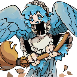 avian_feet blue_body blue_eyes blue_feathers blue_hair blue_wings broom cleaning_tool clothed clothing feathered_wings feathers female flying hair holding_broom holding_cleaning_tool holding_object light_body light_skin maid_headdress maid_uniform simple_background solo uniform white_background wings i7go34 european_mythology greek_mythology mythology animal_humanoid avian humanoid mythological_avian mythological_creature 1:1