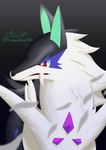 black_background fangs feral fur long_ears red_eyes simple_background solo teeth white_body white_fur nexomon arctivore_(nexomon) nexomon_(species) hi_res signature