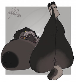 4_horns anthro areola big_areola big_breasts black_areola black_body black_fur black_hair border breasts butt curled_horn dewclaw_hooves ear_piercing ear_ring ear_stud female female_anthro fur genitals grey_body grey_fur grey_hair hair hand_on_breast hooves horizontal_pupils horn huge_breasts hyper hyper_breasts inverted_nipples legs_up looking_at_viewer lying multi_horn nipples nude on_back piercing pupils ring_piercing short_tail smile solo tail text thick_thighs vulva white_border yellow_eyes redpixie morganna_(zwerewolf) bovid caprine domestic_sheep hybrid jacob_sheep mammal sheep valais_blacknose 2025 artist_name hi_res signature