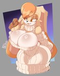 anthro big_breasts breasts cleavage clothed clothing female huge_breasts mature_anthro mature_female solo sweater topwear solratic sega sonic_the_hedgehog_(series) vanilla_the_rabbit lagomorph leporid mammal rabbit hi_res