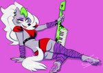 anthro breasts bright butt clothing colored_nails eyeshadow female keyboard_instrument keytar leg_warmers legwear machine makeup musical_instrument nails piercing solo thigh_highs jazzymongoose five_nights_at_freddy's five_nights_at_freddy's:_security_breach scottgames steel_wool_studios roxanne_wolf canid canine canis humanoid mammal wolf 2022 hi_res