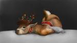 antlers bent_over butt christmas_decorations christmas_lights collar horn looking_at_viewer male nude raised_tail scut_tail short_tail simple_background solo suggestive tail wet_nose wiredhooves deer mammal 16:9 2017 hi_res signature widescreen