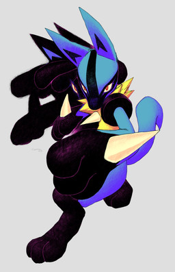 3_fingers 3_toes ambiguous_gender anthro black_body black_fur blue_body chest_spike eye_contact feet fingers fur hand_focus hand_spike looking_at_another paws pose red_eyes simple_background solo spikes spikes_(anatomy) standing tail toes white_background yellow_body yellow_fur nextel nintendo pokemon generation_4_pokemon lucario pokemon_(species) 2023 alternate_version_at_source digital_media_(artwork) hatching_(art) hi_res shaded signature