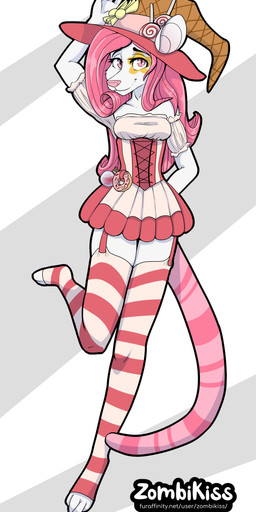 anthro candy candy_witch dessert female food holidays magic_user pose solo witch zombikiss halloween mammal mouse murid murine rat rodent character_request hi_res pinup