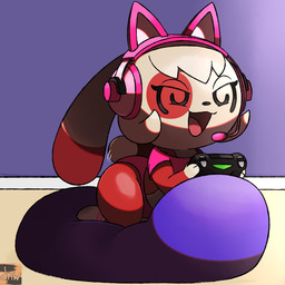 anthro bean_bag black_nose butt cat_ear_headband clothing controller cotton_tail crop_top electronics female flat_chested floppy_ears footwear game_controller hair headphones lying markings microphone midriff multicolored_body on_front open_mouth open_smile panties pink_clothing pink_crop_top pink_headphones pink_panties pink_shirt pink_topwear pink_underwear red_body shirt smile socks solo spiral spiral_eyes spots spotted_markings tail tail_motion tailwag tan_body tan_hair thick_thighs three-quarter_view topwear underwear unusual_eyes reallydarkandwindie nintendo pokemon delilah_(darknwindie) generation_3_pokemon pokemon_(species) spinda 1:1 digital_drawing_(artwork) digital_media_(artwork) hi_res watermark
