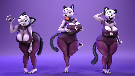 4_fingers 4_toes anthro barefoot big_breasts big_butt biped breasts butt cleavage clothed clothing collar feet female female_anthro fingers front_view solo standing toes extroke shywearsfangs_(modeler) beat_banger bunfan_games cathy_smith domestic_cat felid feline felis mammal 16:9 3d_(artwork) digital_media_(artwork) widescreen