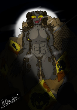 abs anthro areola barbell_piercing blush bodily_fluids breasts dangerous eyelashes female genitals glistening_eyelids horn licking licking_lips light long_eyelashes moon muscular muscular_anthro muscular_female nipple_dip nipple_piercing nipples piercing scales scar solo sweat thorns tongue tongue_out vulva noonearts fallout microsoft deathclaw scalie absurd_res hi_res
