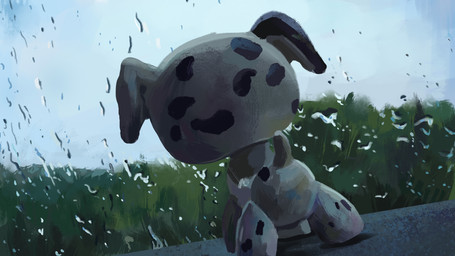 ambiguous_gender feral markings micro raining realistic spots spotted_body tail toy white_body window starpaw0007 hasbro littlest_pet_shop canid canine canis dalmatian domestic_dog mammal absurd_res hi_res